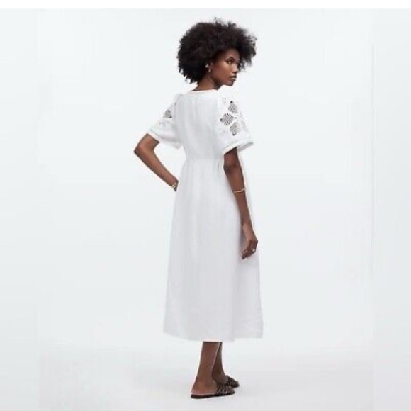 Madewell White Eyelet-Sleeve Midi Dress - Picture 5 of 9